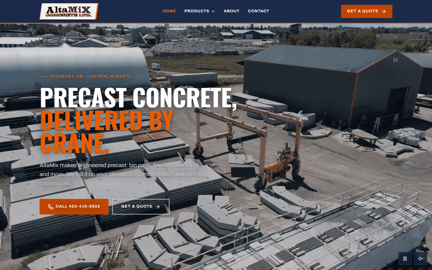 AltaMix, website built by Polar Visuals in central Alberta