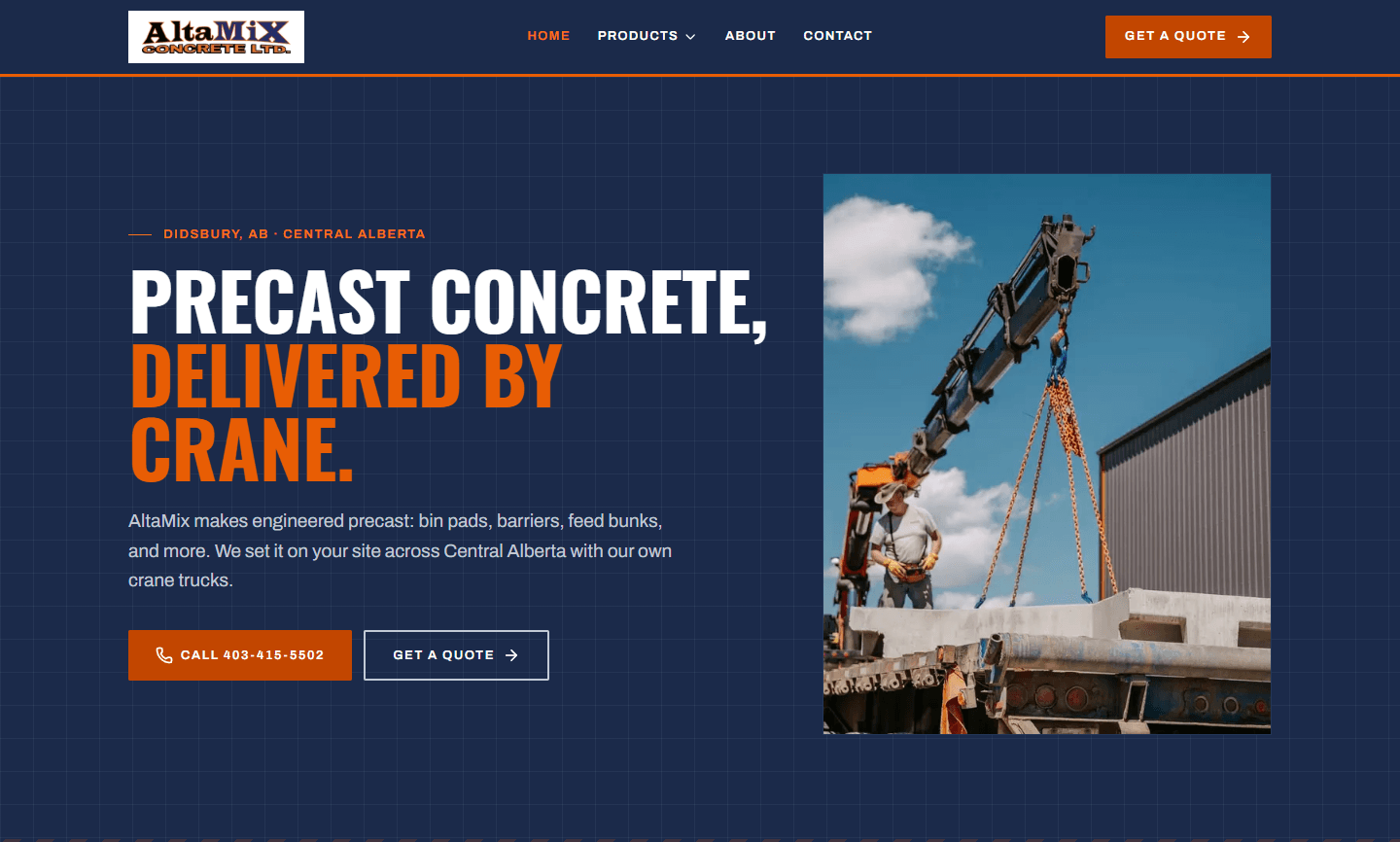 AltaMix, website built by Polar Visuals in central Alberta