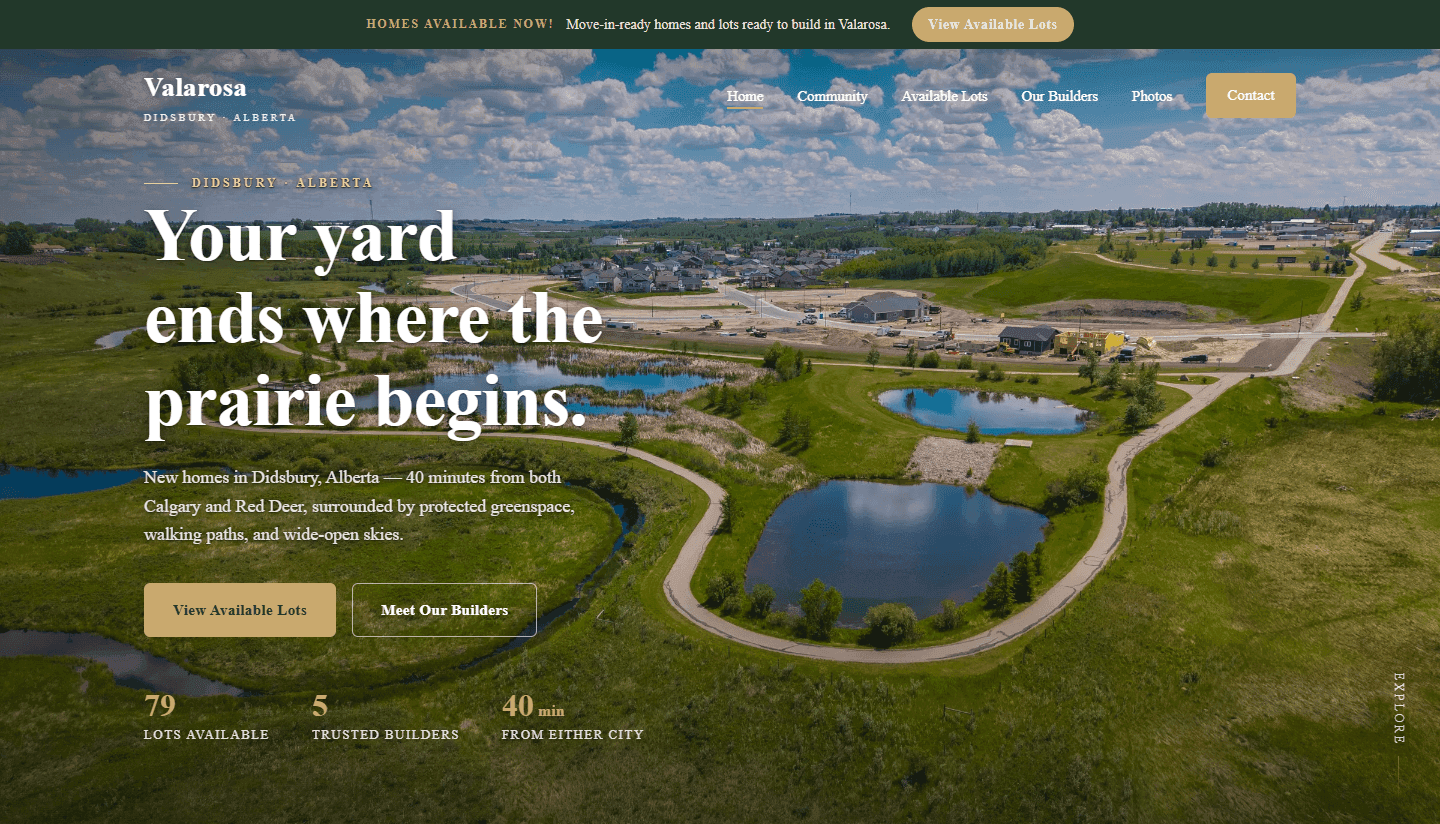 Valarosa, website built by Polar Visuals in central Alberta